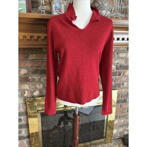Dressbarn Red Metallic Sweater Size Large Slim Fitted